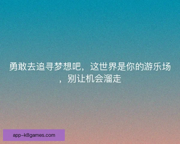勇敢去追寻梦想吧，这世界是你的游乐场，别让机会溜走